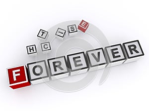 forever word block on white