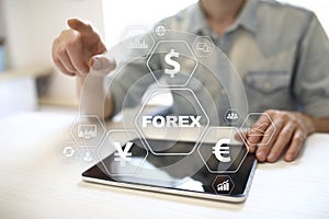 Forex Financial market trading concept on virtual screen. Business and investment concept.