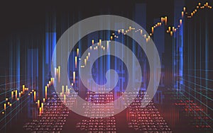 Forex graph or stock market candle, graph in futuristic concept