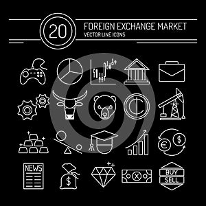 Forex Line Icons Black