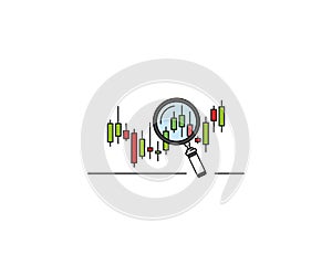 Forex market research conceptual icon. Forex chart vector design