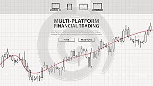 Forex trade chart with electronic device icons