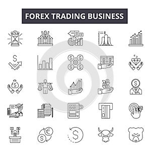 Forex trading business line icons, signs, vector set, linear concept, outline illustration