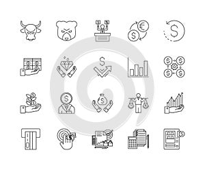 Forex trading business line icons, signs, vector set, outline illustration concept