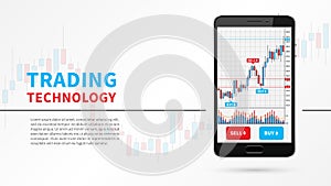 Forex trading candlestick chart on mobile screen