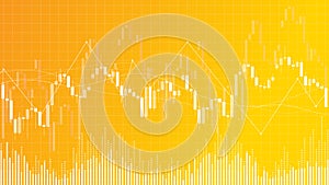 Forex trading candlestick chart vector illustrationon yellow background photo