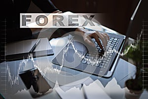 Forex trading, Online investment. Business, internet and technology concept.