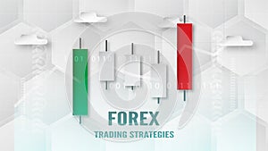 Forex trading strategy concept in paper cut and craft for business, trader, Investment, marketing. Vector illustration on