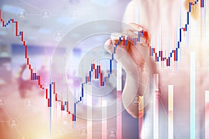 Forex trading technical analysis concept with candlestick chart