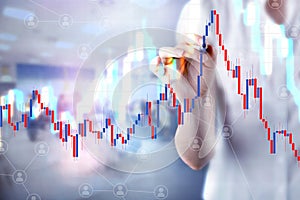 Forex trading technical analysis concept with candlestick chart