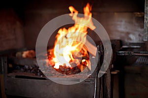 Forge fire Forge fire used for creating iron tools.