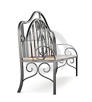 Forged bench on white background. 3d rendering