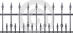 Forged decorative fence isolated horizontal panorama