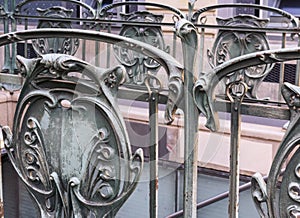 Forged fence at the entrance to the metro station Palais Royal - Louvre, Paris