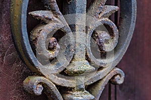 Forged fence rusted decorative element