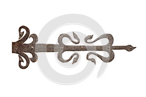Old wrought iron door hinge