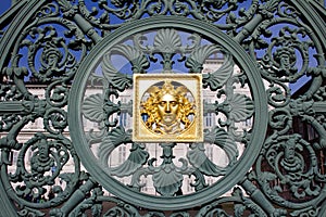 Forged iron fence on Piazza Castello in Turin