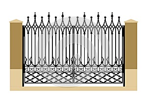 Forged iron gothic gate