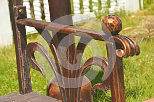 Forged metal copper element for finishing a chair, bench. Beautiful vintage pattern