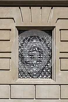 Forged metal window grill with royal crown pattern, Wrought iron ornaments