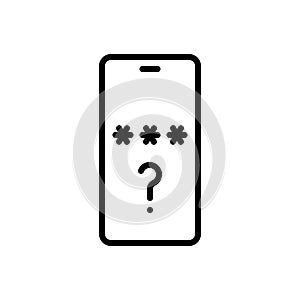 Black line icon for Forget, password and smartphone