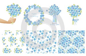 Forget-me-not flowers in retro style