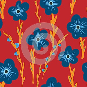 Forget-me-not flowers. Vector seamless pattern