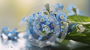 Forget-me-nots on a dark background. Blue flowers