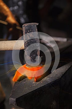 Forging hot iron