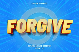 Forgive editable text effect cartoon style