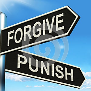 Forgive Punish Signpost Means Forgiveness