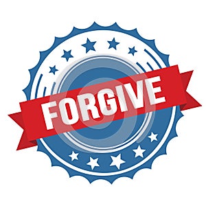 FORGIVE text on red blue ribbon stamp