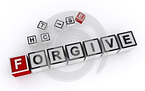 forgive word block on white