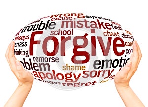 Forgive word cloud hand sphere concept