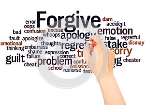 Forgive word cloud hand writing concept
