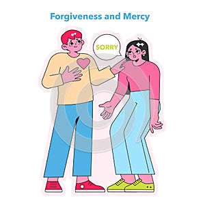 Forgiveness and Mercy concept. Vector