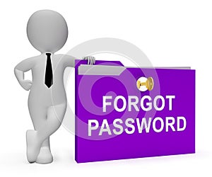 Forgot Password Folder Shows Login Authentication Invalid - 3d Illustration