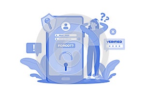 Forgot The Password Illustration concept on a white background