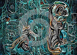 Forgoten Mayan culture-Digital abstract painting artwork