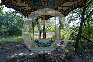 Forgotten Abandoned carousel. Generate Ai