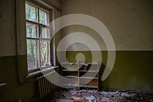 Forgotten classroom in the kindergarten at the abandoned village Kopachi near Chernobyl