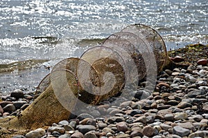 A forgotten fishing net on the beach