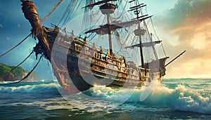 Forgotten Majesty: Decaying Pirate Ship Adrift