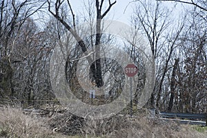 Forgotten roadway stop sign