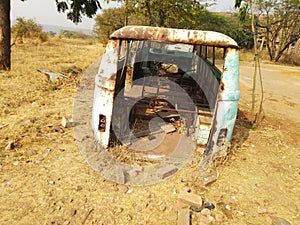 Forgotten Tranquility: The Abandoned Sky Blue Volkswagen Van