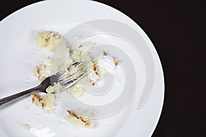 Fork And Cake Crumbs On Plate photo