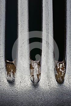 Fork close up. Isolated image on a black background.
