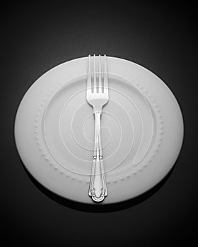 Fork on a empty plate Kitchen Utensil