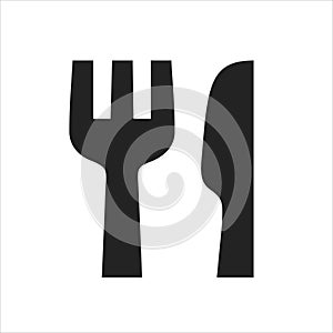 Fork and knife black simple icon, restaurant symbol
