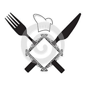Fork, knife and chef hat
